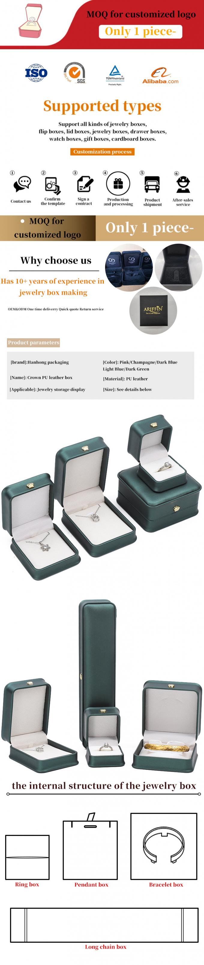Crown Ornament Round-Corner PU Leather Jewelry Storage Box Set for ...