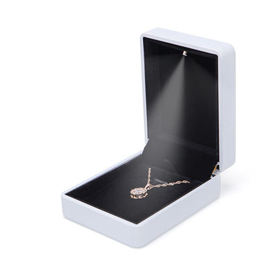 Round White Leather LED Jewelry Box with Custom Logo and Silk Screen Print from Hanhong
