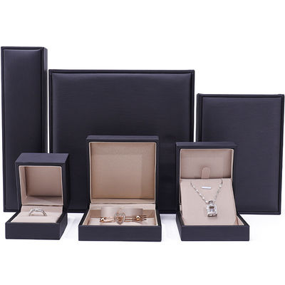 Custom Logo Nobel Sleek PU Leather Jewelry Packaging Box With Soft Velvet Lining