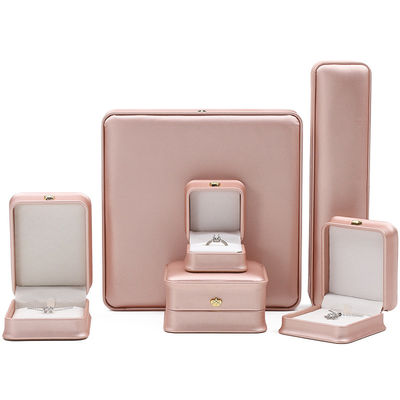 Custom Logo Jewelry Box Rose Gold Leather Crown Design for Rings Earrings and Necklaces