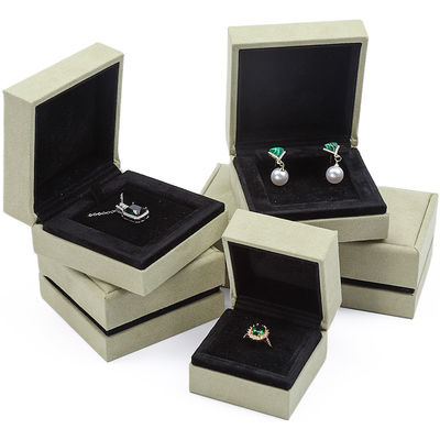 OEM Grey Yellow Soft Velvet Jewelry Box Set For Ear Stud Ring Pendant Packaging