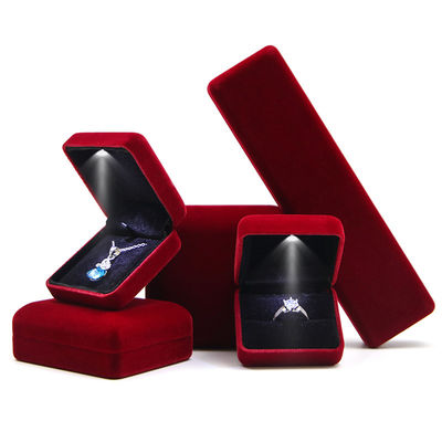Luxury LED Jewelry Box with Embossed Hanhong Logo and Red Velvet Interior