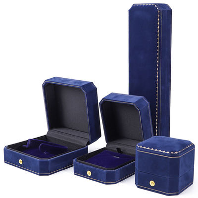 Han Hong Customized Size Blue Velvet Jewelry Box with Logo and Jewelry Package