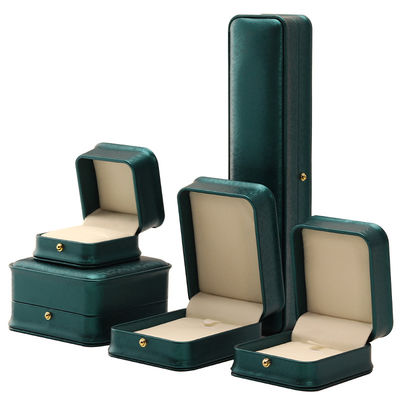 Custom Logo Necklace Ornaments Green Leather Jewelry Box for Hanhong 2023 Luxury Ring