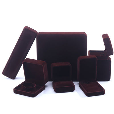 Customized Size brown Velvet Jewelry Box for Necklace Stud Earrings Bracelet Packaging