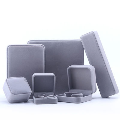 Customized Size Gray Velvet Jewelry Box for Necklace ring Earrings Bracelet Packaging