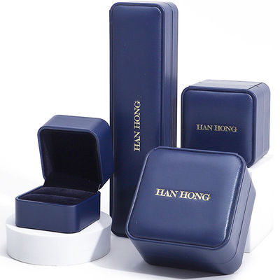 Dark Blue Round Corner PU Leather Jewelry Set Box Upscale Jewelry Packaging Box OEM