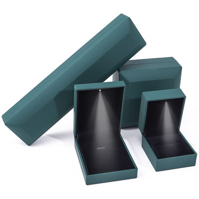 Jewelry Package Custom Logo Green LED Light Velvet Box for Rings Bracelets Necklaces