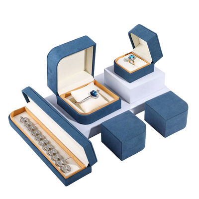 Blue Microfiber Leather Jewelry Packaging Box for Ring Pair Earrings Hanhong 7*7*5cm