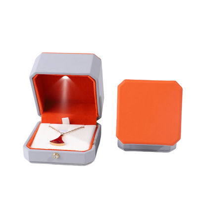Luxurious Jewelry Package Hanhong Custom Gray Leather Box for Rings and Pendants
