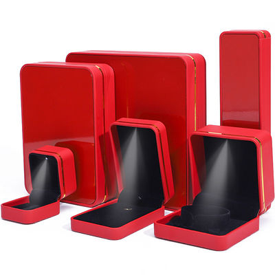 Rectangle LED Lighted Leather Jewelry Box , Custom Jewellery Boxes wholesale