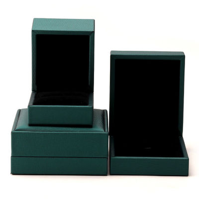 Custom Luxury Velvet Jewelry Packaging Box Green PU Leather Necklace and Ring Hanhong