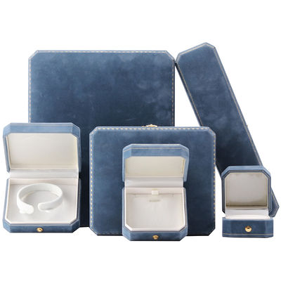 Light Blue Velvet Jewelry Box for Customized Luxury Necklace and Bracelet Packaging