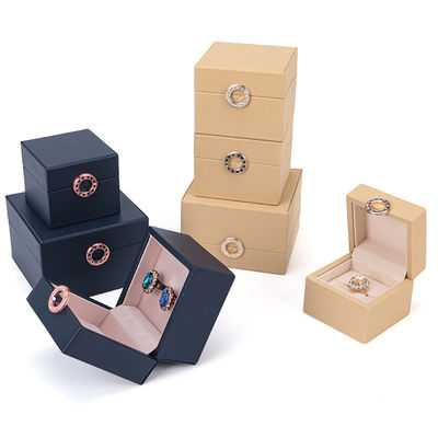 Blue Four-Leaf Clover Luxury PU Leather Jewelry Box with Custom Logo and Hot Stamping