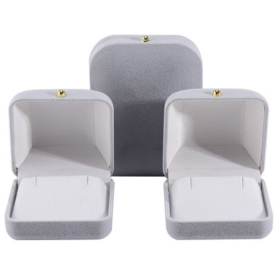 Hanhong Gray Velvet Rectangle Jewelry Box for Bracelet Earrings Necklace Ring Custom