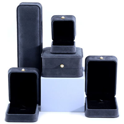 Handmade Gray Velvet Jewelry Box for Custom Luxury Bracelet Earrings Necklace Pearl Lock
