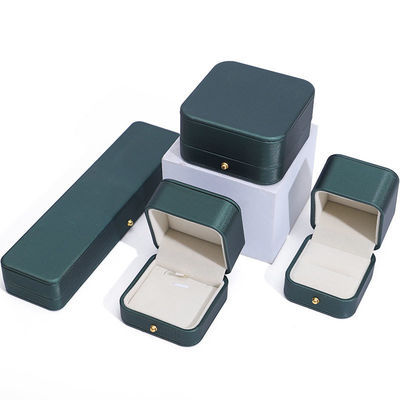 Newest Style Green PU Leather Jewelry Packaging Box for Wedding Necklace Earrings Ring