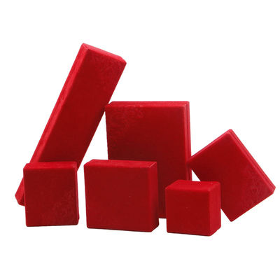 Velvet Material Hanhong Custom Embossed Red Jewelry Box for Necklace and Ring 6*6*4.6cm