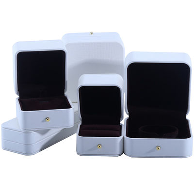 White PU Leather Jewelry Packaging Box for Wedding Necklace Earrings Ring 9.5*9.5*6cm