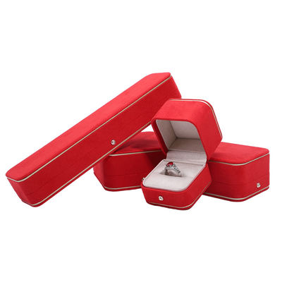 Red Velvet Jewelry Box for Necklace Bracelet Earrings Rings Presentation Solution