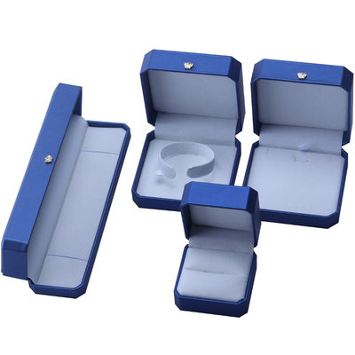 Custom Crown Shape Jewelry Storage Box in Blue PU Leather for Rings and Accessories