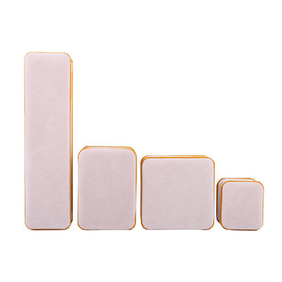 Custom Apricot Color Velvet Jewelry Packaging Box for Double Layer and 6*5.5*5cm Size