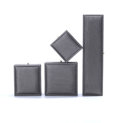 Custom Ring Necklace Bracelet Wedding Packaging Gray Leather Jewelry Box from Hanhong
