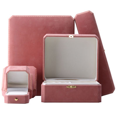 Pink Velvet Rectangle Jewelry Box for Luxury Pattern Bracelet Set Custom Logo