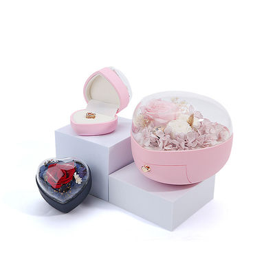 Custom Logo Heart Shaped Jewelry Drawer Box Rose Flower Box For Ring