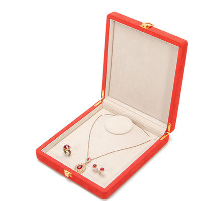 Hanhong Custom Orange Microfiber Leather Jewelry Packaging Box for Luxury Pearl Necklace