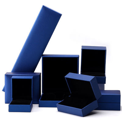 Blue Luxury Paper Jewelry Box Custom Logo Earrings Necklace Pendant Ring Packaging