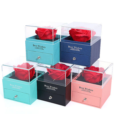 Valentine's Day Rose Box Drawer Type Jewelry Packaging Box with Square Shape