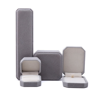 elegant handmade gray Octagonal Velvet Jewelry Box for Necklace Earrings Bracelet Ring