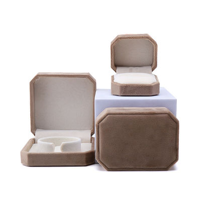 elegant handmade gold Octagonal Velvet Jewelry Box for Necklace Earrings Bracelet Ring
