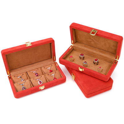 Custom Orange Microfiber Leather Jewelry Box for Stud Bracelet and Ring 19.5*11*5cm