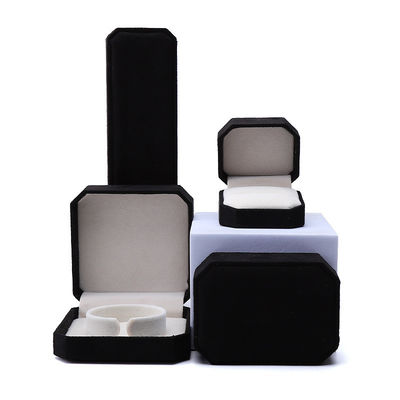 elegant handmade black Octagonal Velvet Jewelry Box for Necklace Earrings Bracelet Ring packaging