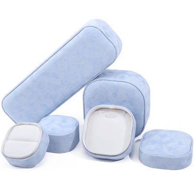 Luxury lid and base jewelry box hign quality blue velvet jewellery box with logo