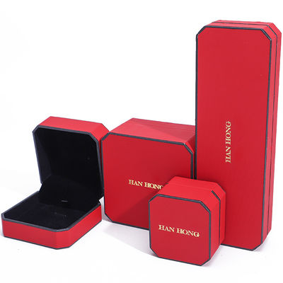 Red Velvet Material Rectangle Jewelry Box for Luxury Bracelet Earrings Necklace Ring