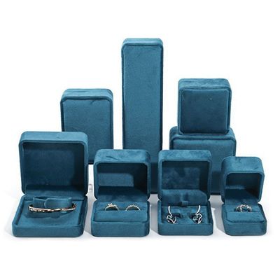 Luxury Jewellery Box premium Blue Velvet Jewelry Box for bracelet ring earring