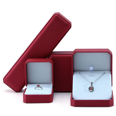 Custom Luxury Jewelry Packaging Box with Handmade Red Leather Exquisite Craftsmanship