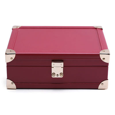 Luxurious Corner Protection PU Leather Jewelry Storage Organizer Case with Mirror