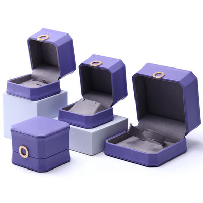 Captivating Purple Octagonal PU Leather Jewelry Box for Ring Ear Studs Pendant
