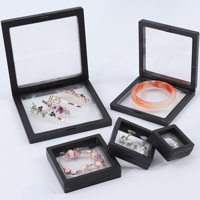 Black Luxury Jewelry Display Cases Plastic Protective Box With PE Film For Jewelry
