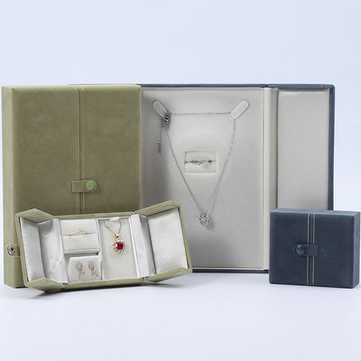 Multi Function Custom Branded Velvet Jewellery Case Packaging With Button Closure