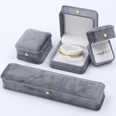 Grey Round Corner Pearl Ornament Velvet Jewelry Box Luxury Jewellry Packaging Box