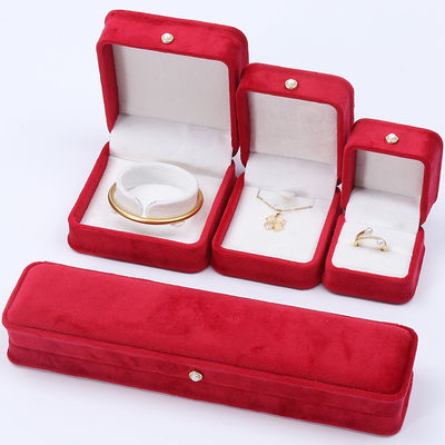 Wholesale Manufacturing Luxury velvet Jewellery packaging Box Custom logo Necklace Bracelet Earrings Ring Packaging red Velvet Jewelry Box