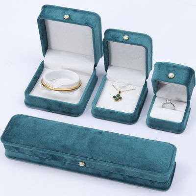 Wholesale Manufacturing high end velvet Jewellery packaging Box Custom Necklace Bracelet Earrings Ring jewelry set Packaging green Velvet Jewelry Box with logo