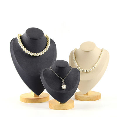 Soft Velvet Cover Wooden Necklace Display Stand Pendant Bust Display Stand