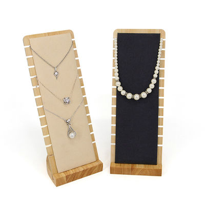 Slotted Edge Portable Wooden Jewelry Display Stand for Necklace Pendant Show