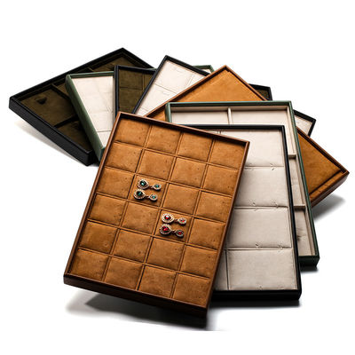 Soft Velvet Interior PU Leather Jewelry Display Tray Props for Ring Ear Studs
